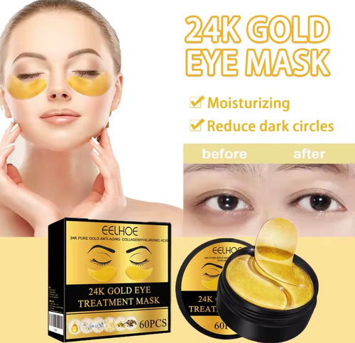 60PCS 24K Gold Eye Mask Anti Dark Circles Removal Eyes Bags Moisturizing Firming Eye Patches Eyes Skin Care Products