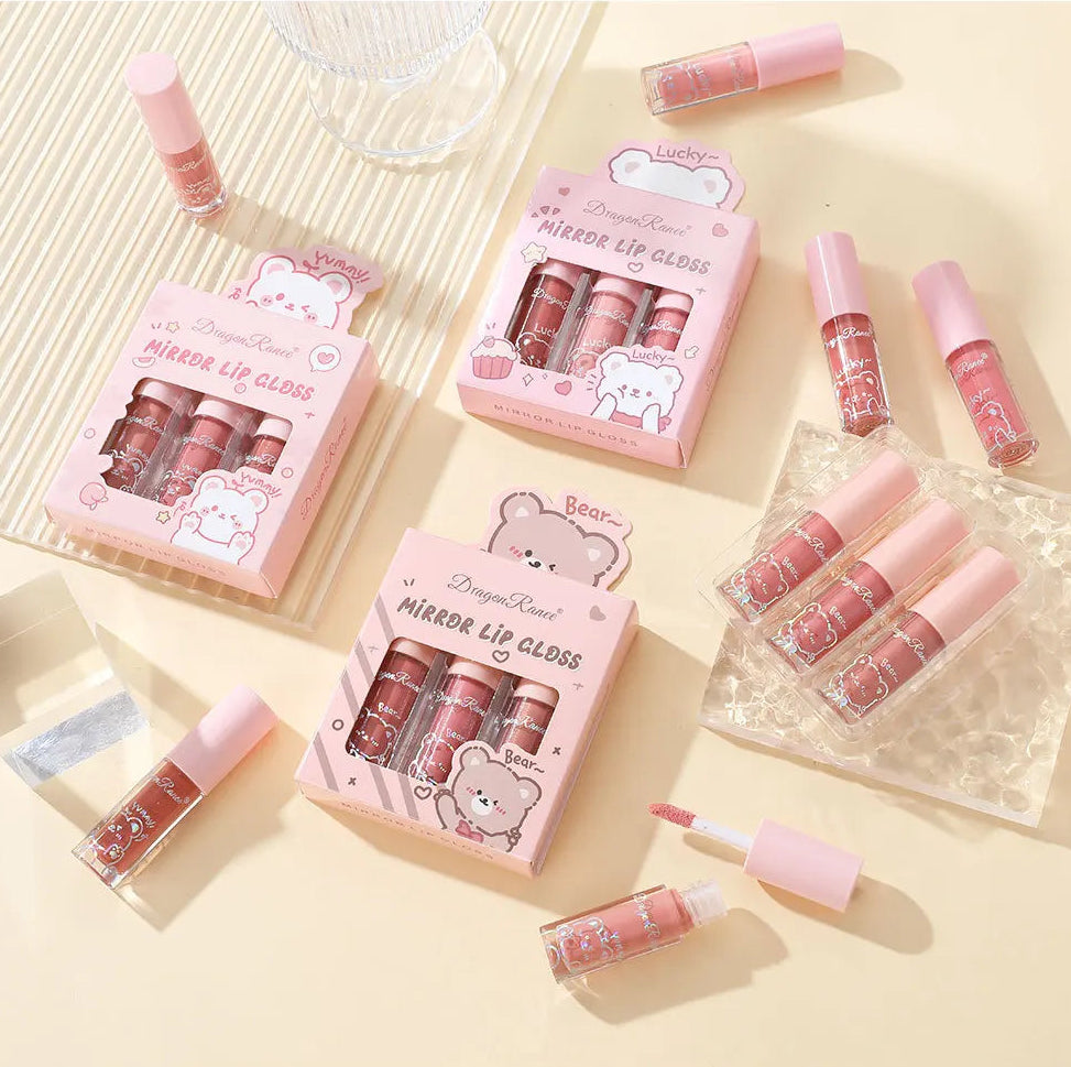 Pearl Shine Lip Gloss Trio – Moisturizing & Glossy Finish