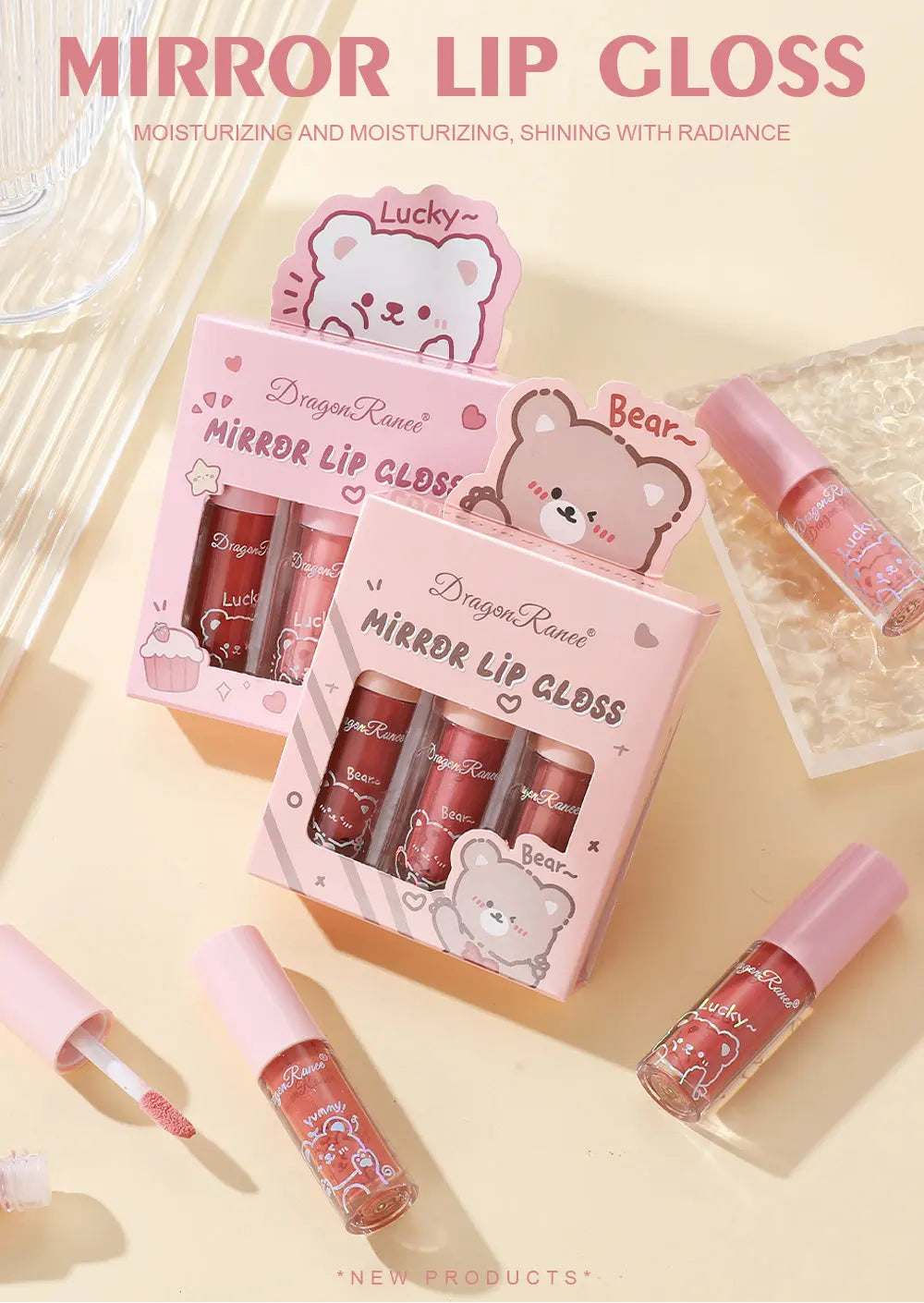 Pearl Shine Lip Gloss Trio – Moisturizing & Glossy Finish