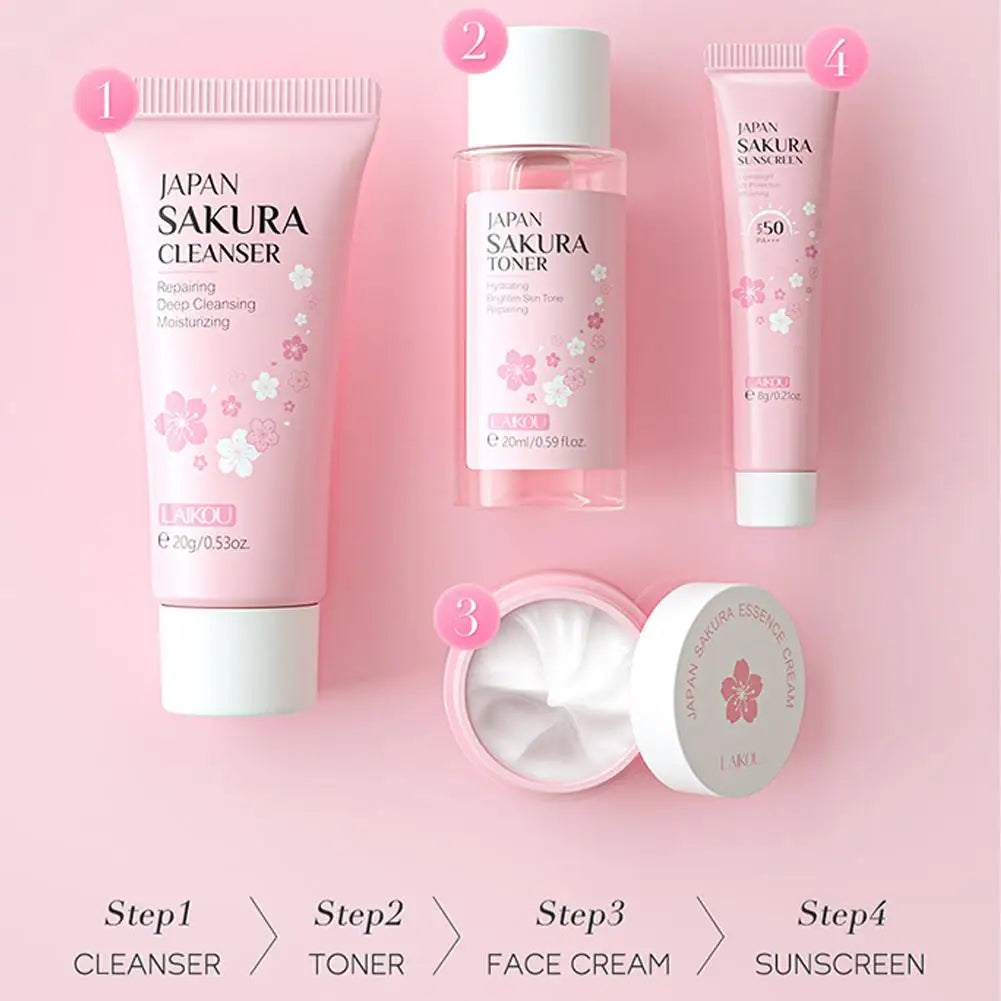 Sakura Radiance Skincare Set – Complete Routine Kit for Glowing Skin