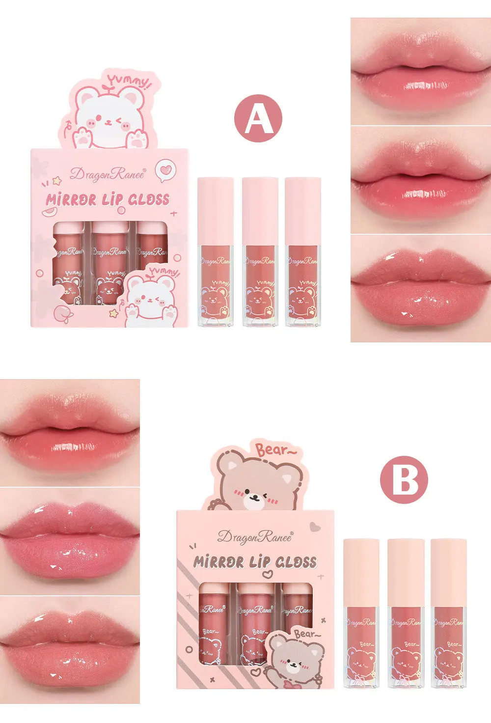 Pearl Shine Lip Gloss Trio – Moisturizing & Glossy Finish